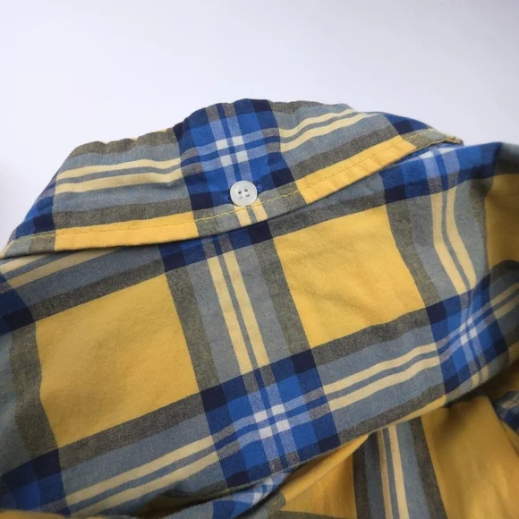 Aeropostale Yellow and Blue Plaid Men's Long Sleeve Shirt S - Picture 3 of 4